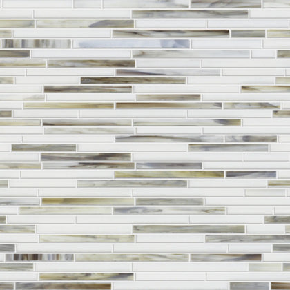 Silver Weave Random Strip Glass Mix Glass Mosaic Wall Tile - Sample (Product Shown is Full Size)