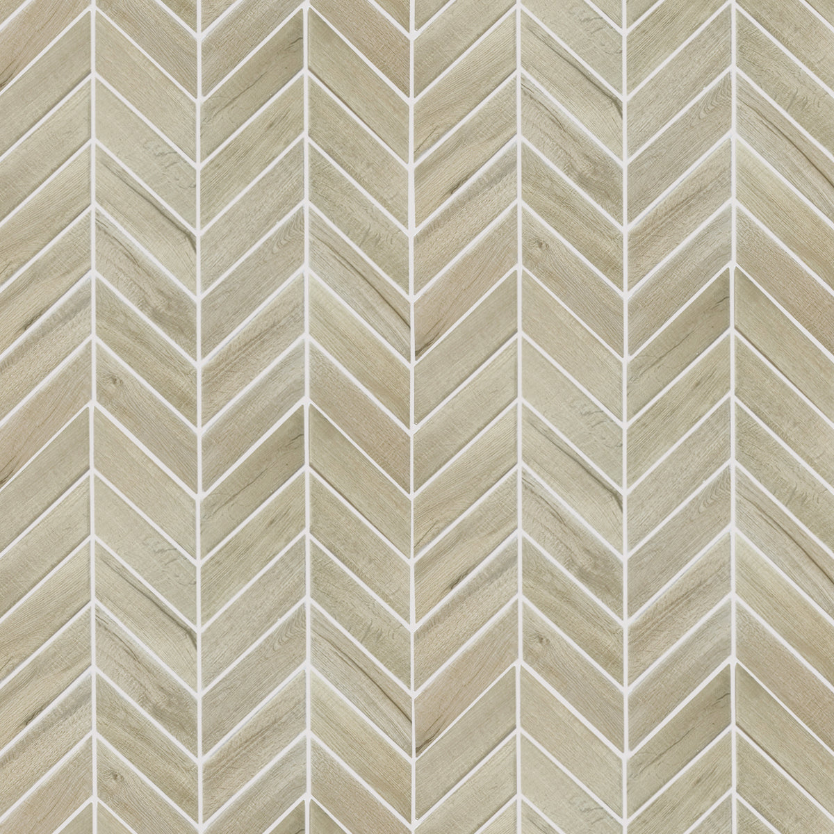 Sample display board of Wood Look Chevron Porcelain Mosaic Tile – textured rustic design for showroom