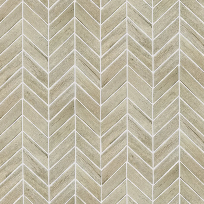 Wood Look Textured Chevron 11-in x 11-in Porcelain Mosaic Floor and Wall Tile( 12.6 sq. ft. /Box )