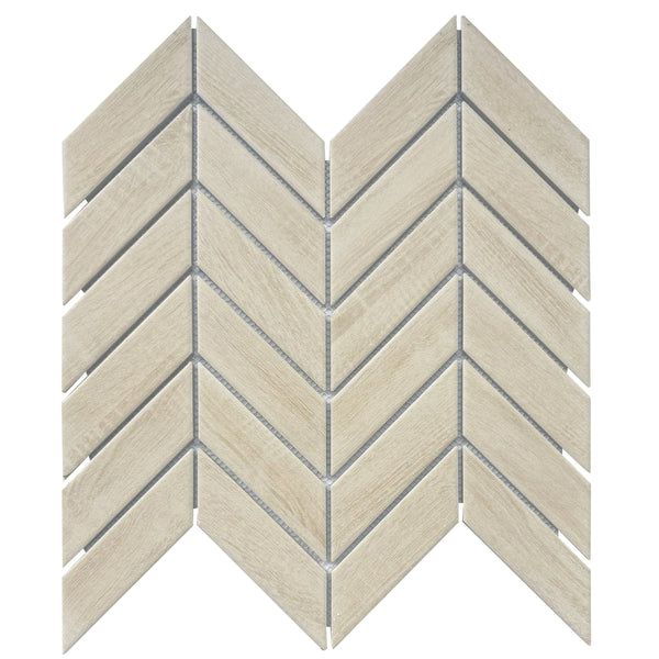 Wood Look Textured Chevron 11-in x 11-in Porcelain Mosaic Floor and Wall Tile(0.84-sq. ft/ Piece)