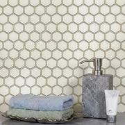 3” Hexagon Silver 9-in x 11-in Glass Mosaic with Silver Trim Glass Mosaic Wall Tile( 7 sq. ft. /Box )