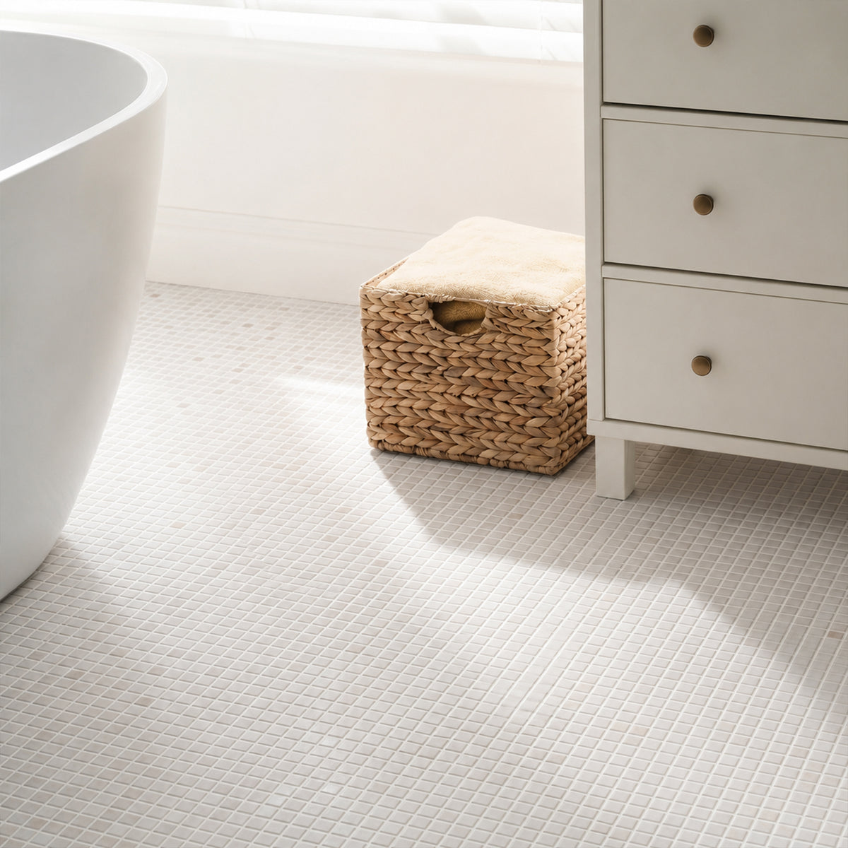 5/8" Calacatta 12-in x 12-in Polished Marble Mosaic Floor and Wall Tile( 5 sq. ft. /Box )