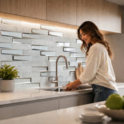 Carrara Marble & 3D Glass Mix 12-in x 12-in Glass Mosaic Wall Tile( 10 sq. ft. /Box )
