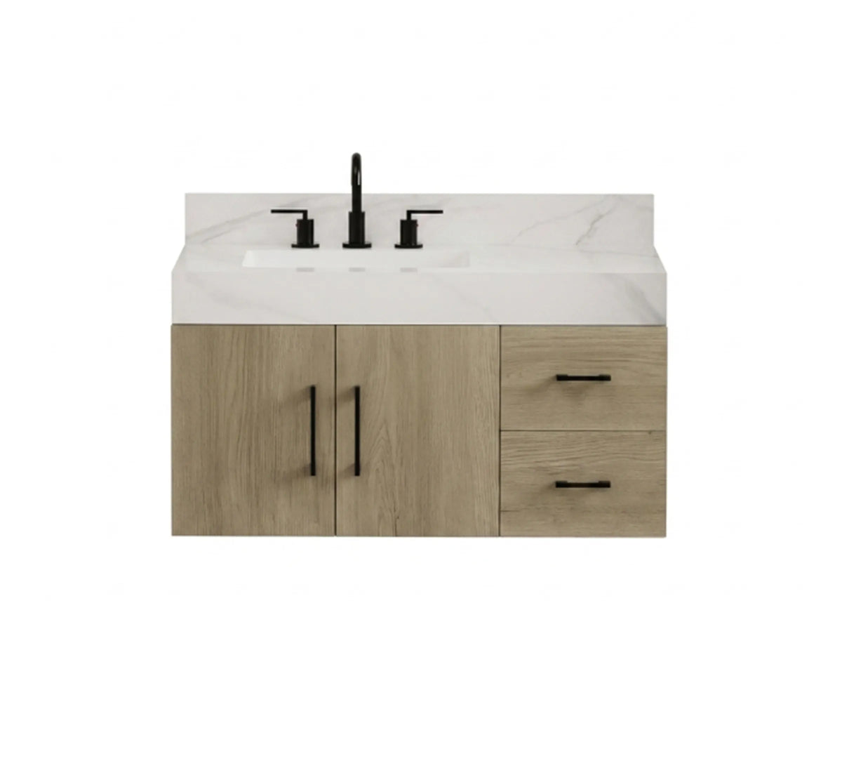 Utopia 36" Floating Bathroom Vanity with Calacatta Sintered Stone Top