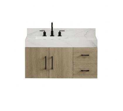 Utopia 36" Floating Bathroom Vanity with Calacatta Sintered Stone Top