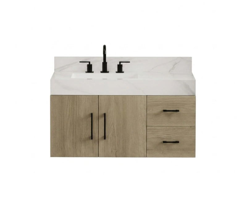 Utopia 36" Floating Bathroom Vanity with Calacatta Sintered Stone Top