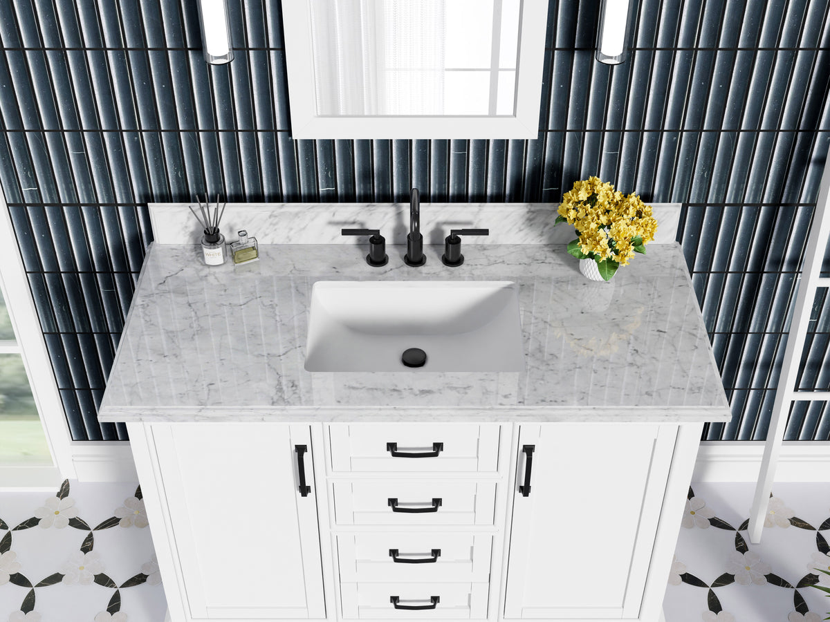Rhoda 48" Vanity Set with Luxurious Carrara Marble Top