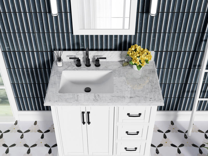 Rhoda 36" Vanity Set with Luxurious Carrara Marble Top