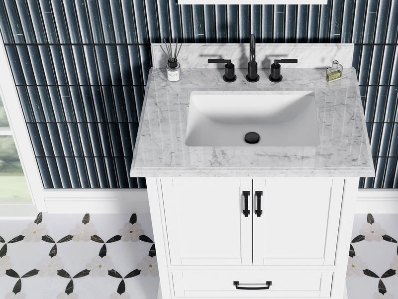 Rhoda 30" Vanity Set with Luxurious Carrara Marble Top
