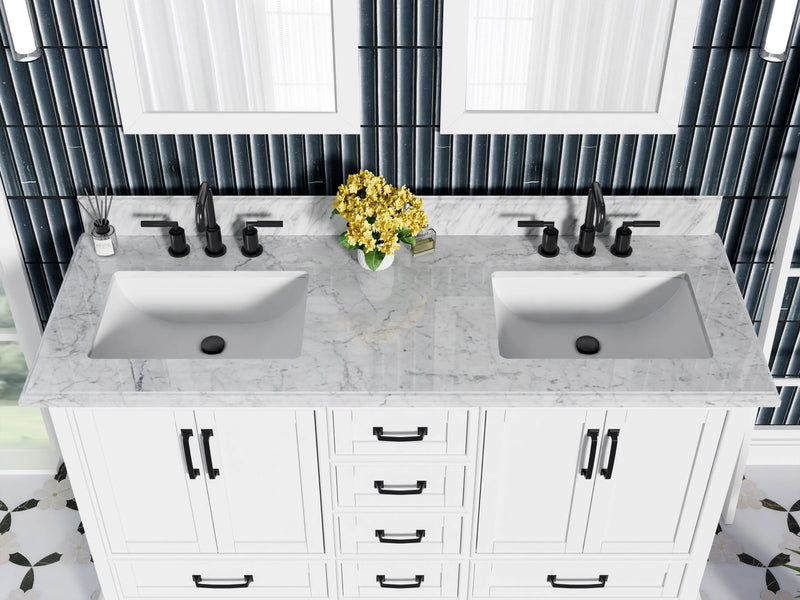 Rhoda 60" Vanity Set with Luxurious Carrara Marble Top