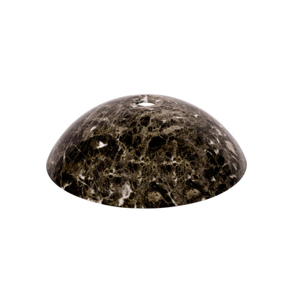 17 Inch Bowl Dark Emperador Marble vessel sink for bathroom display, showcasing deep brown tones and unique natural stone patterns.