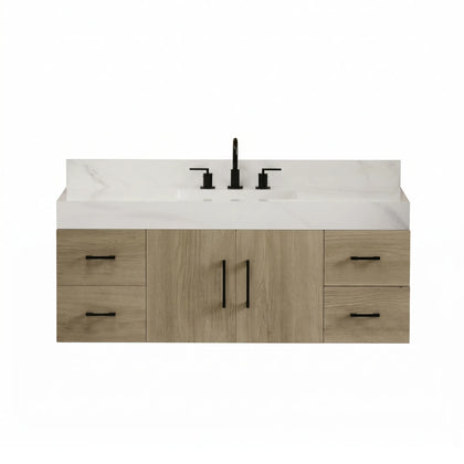Utopia 48" Floating Bathroom Vanity with Calacatta Sintered Stone Top