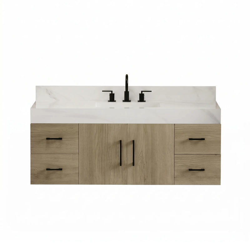 Utopia 48" Floating Bathroom Vanity with Calacatta Sintered Stone Top