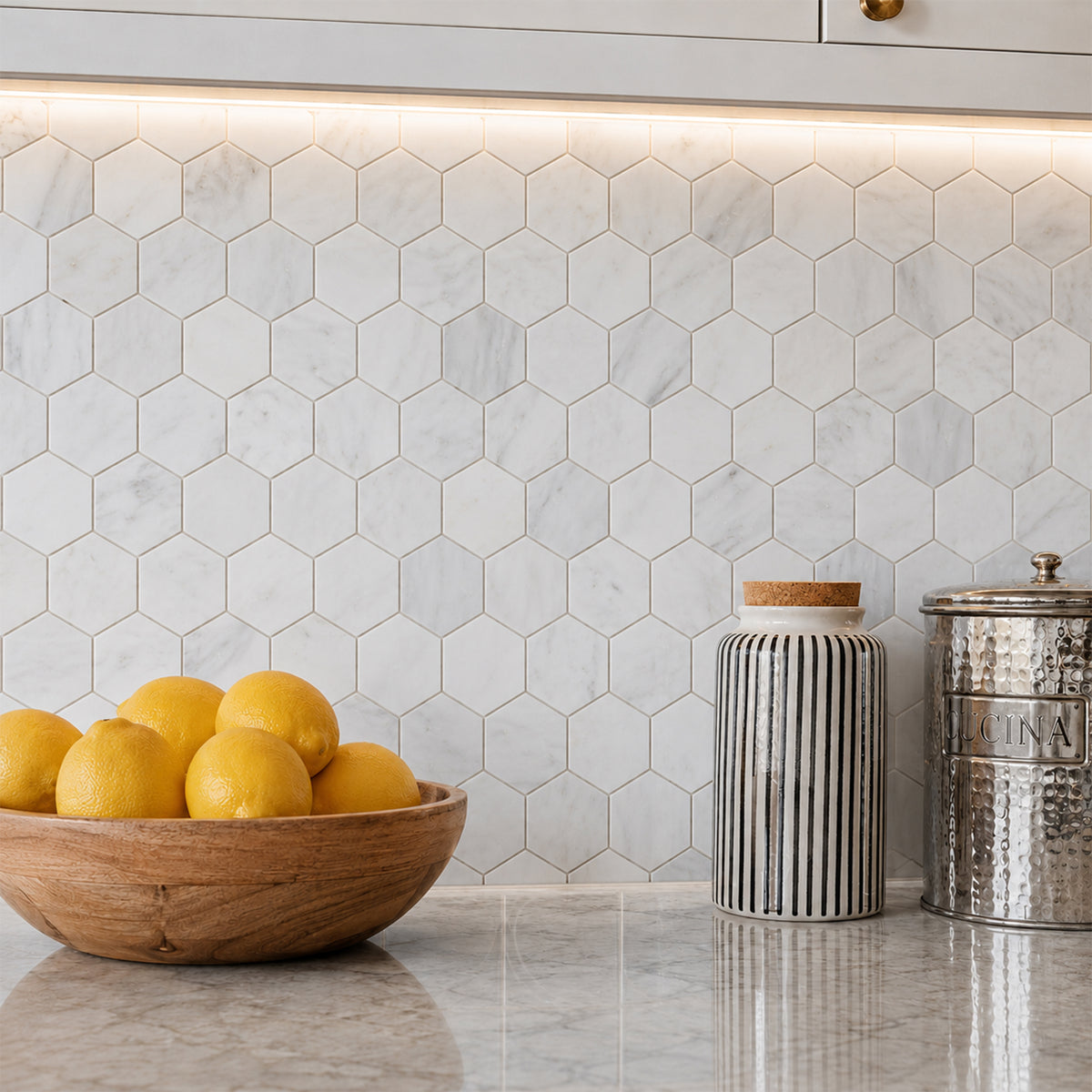 3-in Oriental White Hexagon 12-in x 11-in Polished Marble Mosaic Floor and Wall Tile( 4.15 sq. ft. /Box )