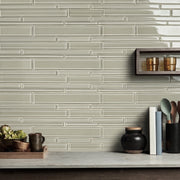 Nude Denim Glass Mix Random Strip 6-in x 18-in Glass Mosaic Wall Tile( 7.5 sq. ft. /Box )