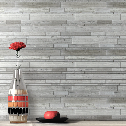 Wooden White Random Strip 13-in x 12-in Honed Marble Mosaic Wall Tile( 5.4 sq. ft. /Box )