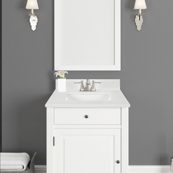 25" Carrara Quartz Vanity Top with Sink