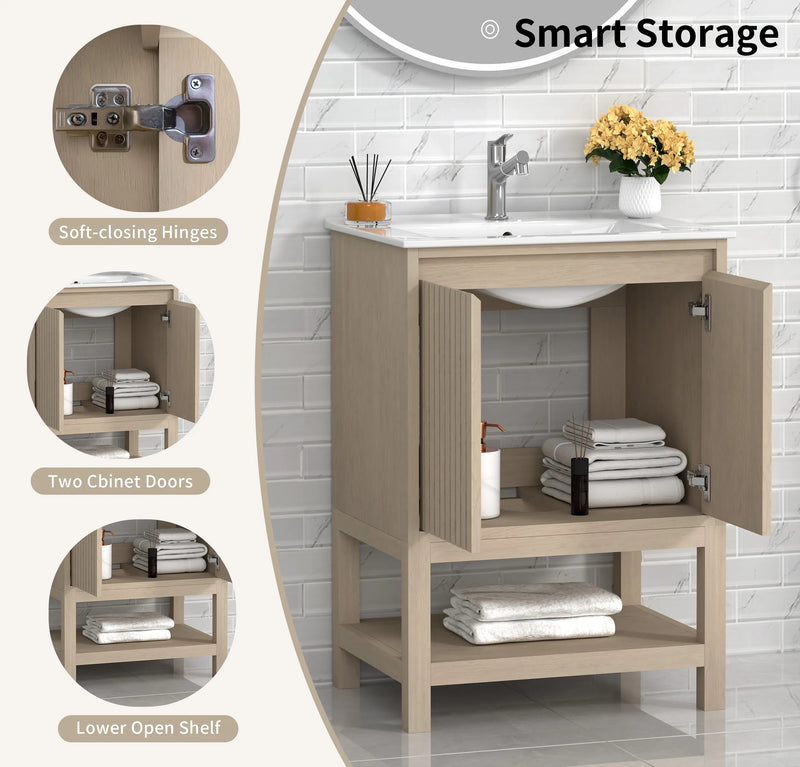 Mena 24" Single Vanity With Porcelain Top