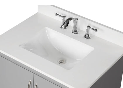 Luton 30" Vanity in Gray with Snow White Quartz Top