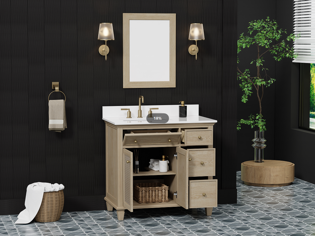 Ronnie 36" Vanity Set with Pure White Quartz Countertop