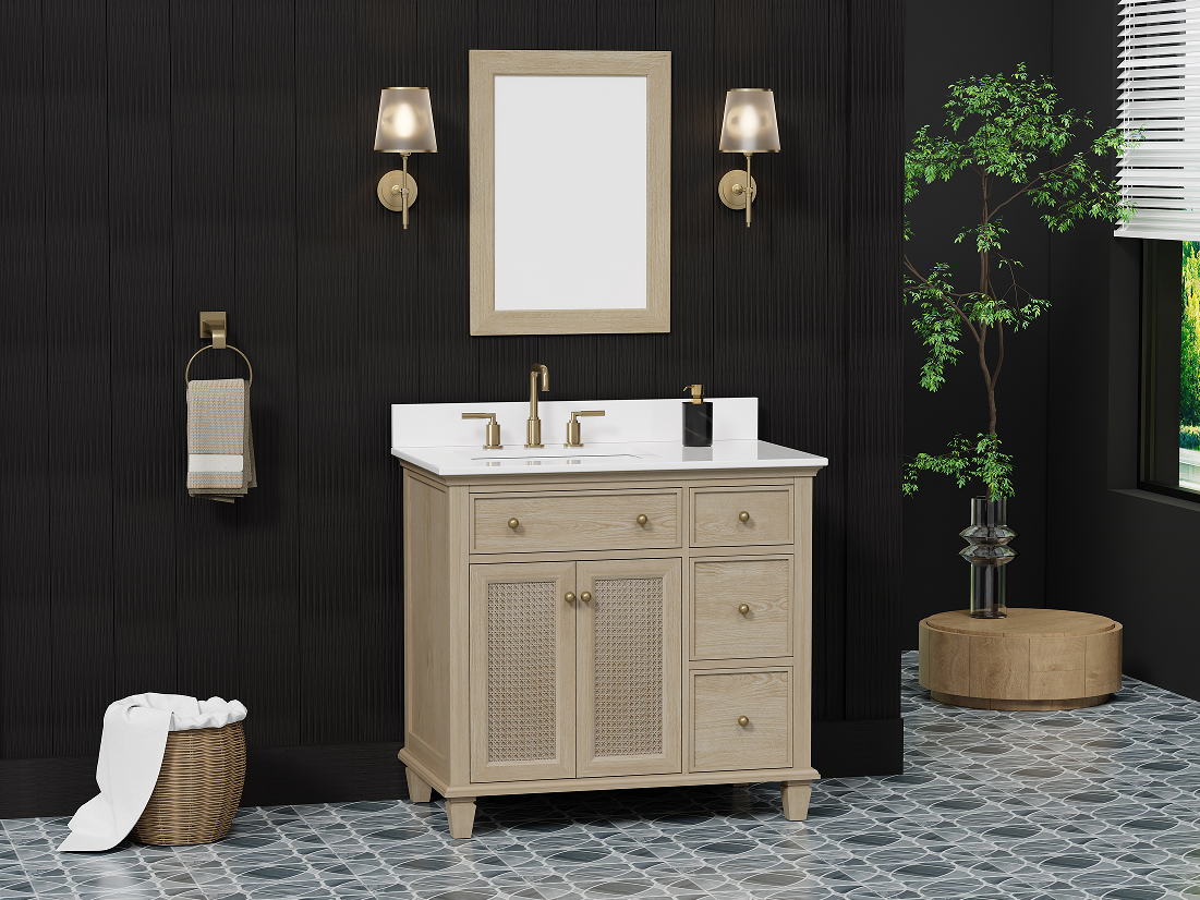 Ronnie 36" Vanity Set with Pure White Quartz Countertop