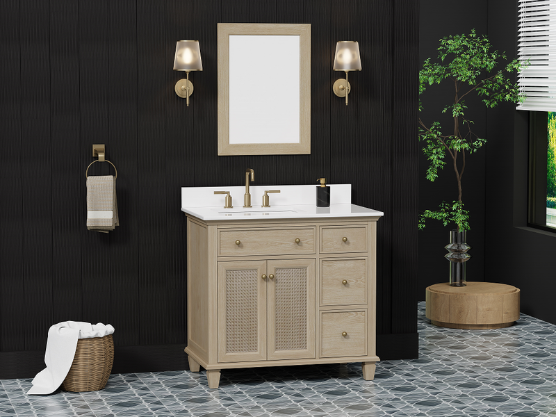 Ronnie 36" Vanity Set with Pure White Quartz Countertop