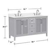 Hollister 60" Vanity Set with Sintered Stone Carrara Top
