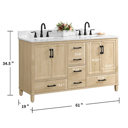 Hardin 60" Vanity Set With Carrara White Engineered Stone Top