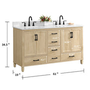 Hardin 60" Vanity Set With Carrara White Engineered Stone Top