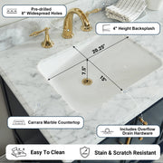 1.0 Manhattan 60" Vanity With Carrara Marble Top