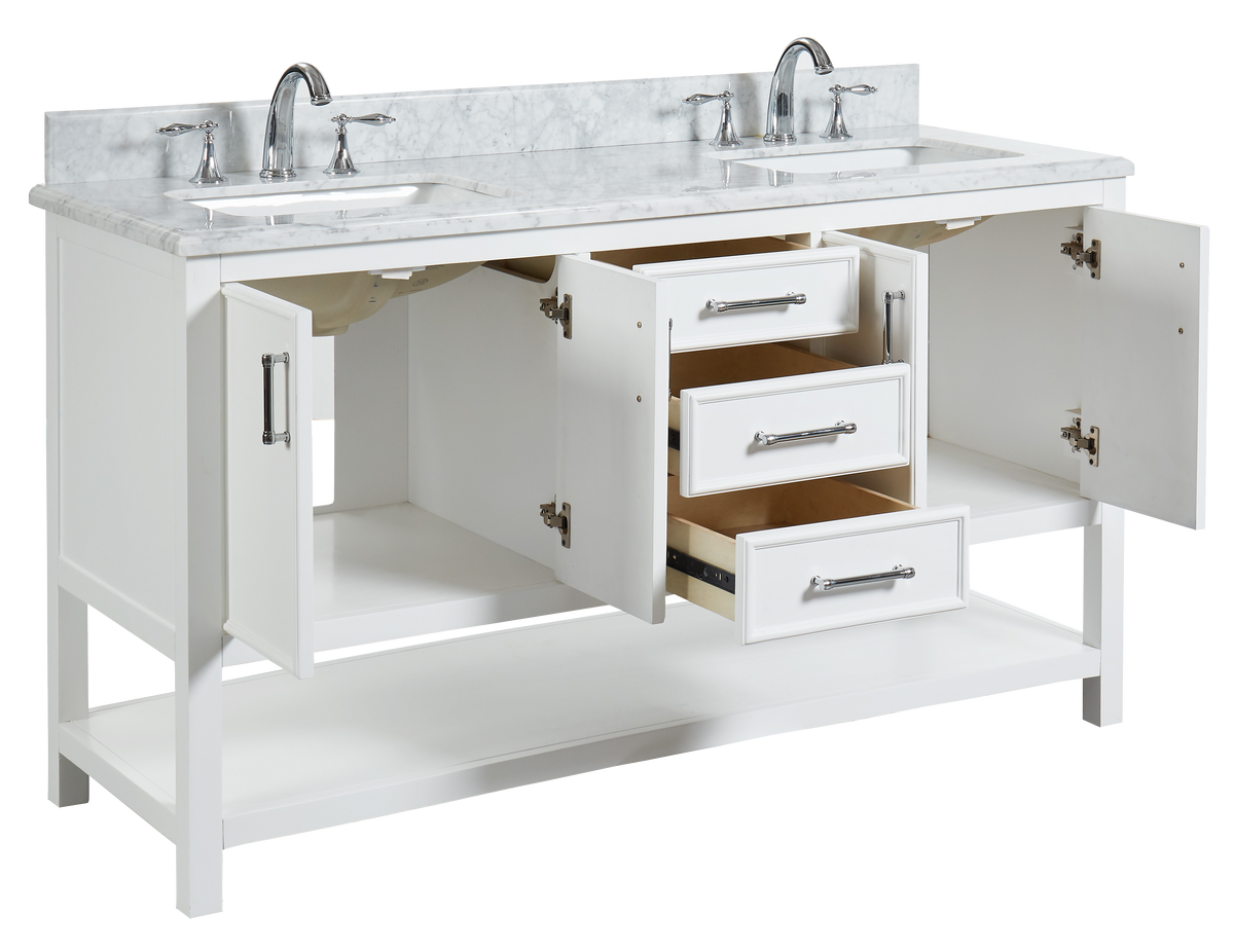 Manhattan 60" Vanity With Carrara Marble Top