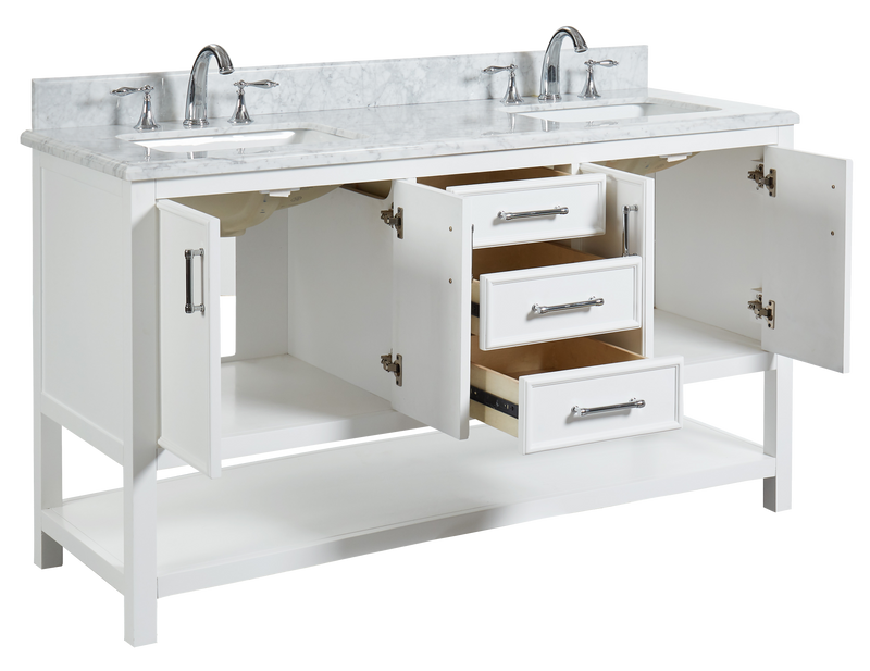 Manhattan 60" Vanity With Carrara Marble Top