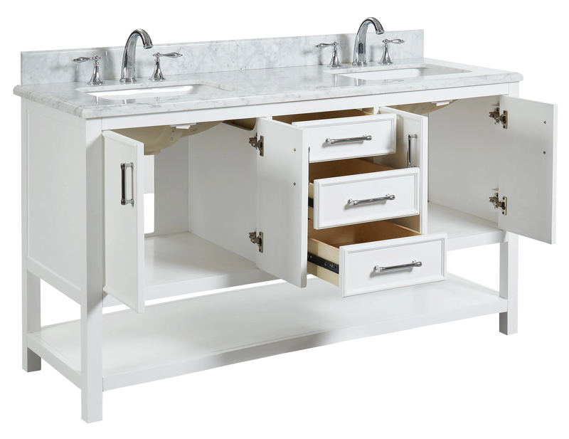 1.0 Manhattan 60" Vanity With Carrara Marble Top