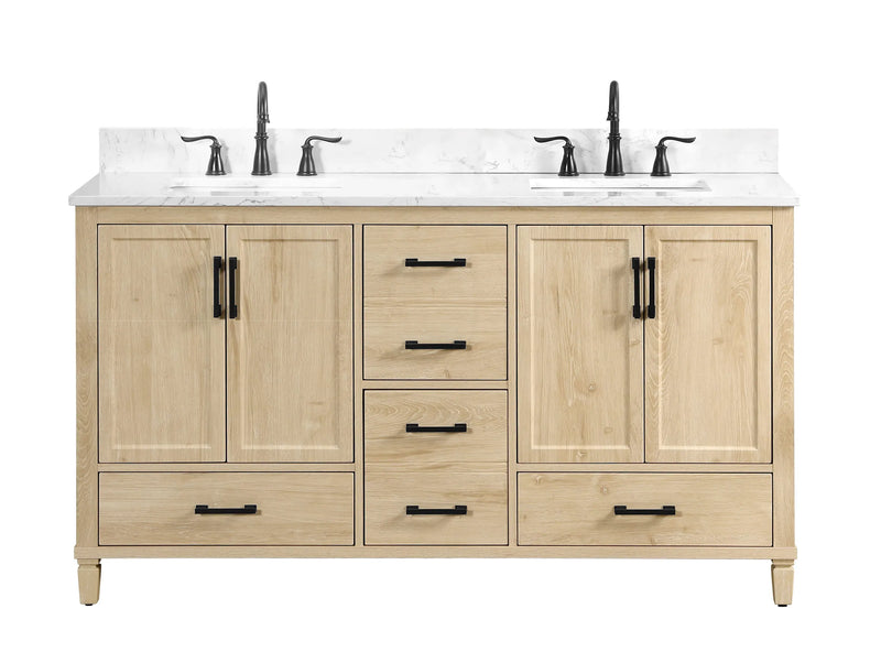 Hardin 60" Vanity Set With Carrara White Engineered Stone Top