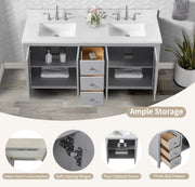 Hollister 60" Vanity Set with Sintered Stone Carrara Top