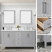 Hollister 60" Vanity Set with Sintered Stone Carrara Top