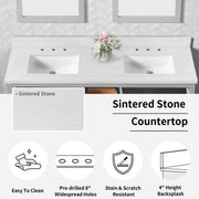 Hollister 60" Vanity Set with Sintered Stone Carrara Top