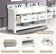 Farmington 60" Open Shelf Vanity Set with Premium Carrara Marble Top