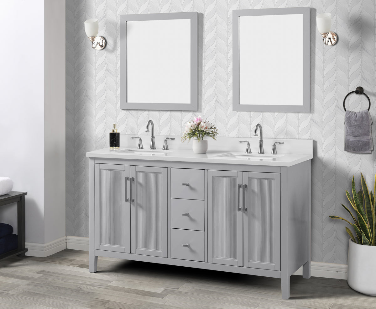 Hollister 60" Vanity Set with Sintered Stone Carrara Top