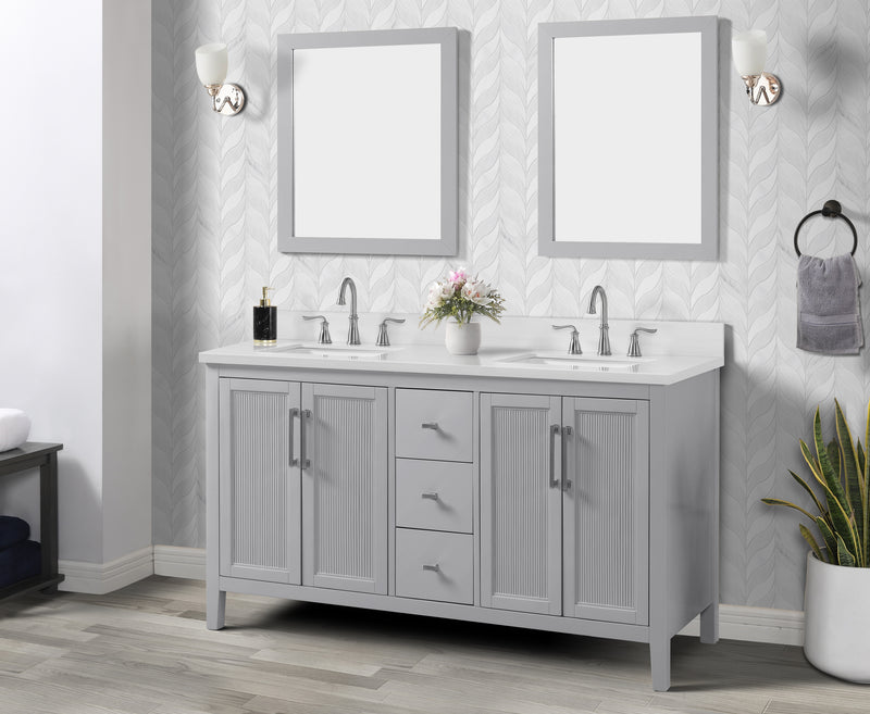 Hollister 60" Vanity Set with Sintered Stone Carrara Top