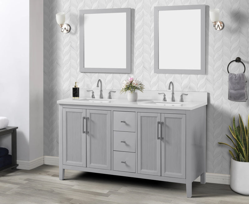 Hollister 60" Vanity Set with Sintered Stone Carrara Top