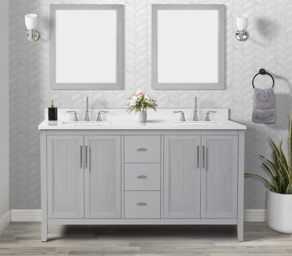 Hollister 60" Vanity Set with Sintered Stone Carrara Top