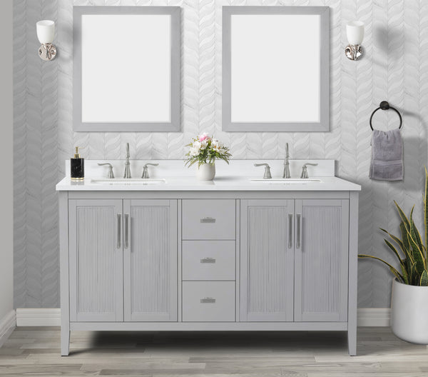 Hollister 60" Single Vanity with Sintered Stone Carrara Top