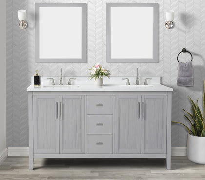 Hollister 60" Vanity Set with Sintered Stone Carrara Top
