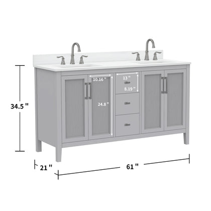 Hollister 60" Vanity Set with Sintered Stone Carrara Top