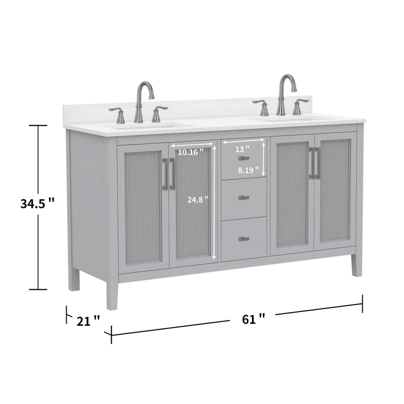 Hollister 60" Vanity Set with Sintered Stone Carrara Top