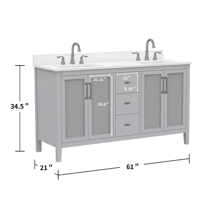 Hollister 60" Vanity Set with Sintered Stone Carrara Top