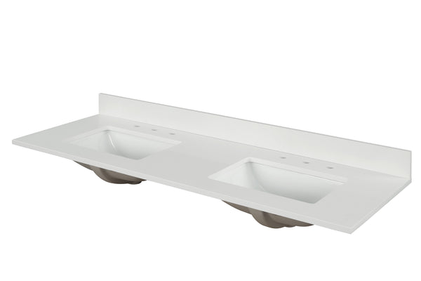 73" Snow White Quartz Vanity Top Sink