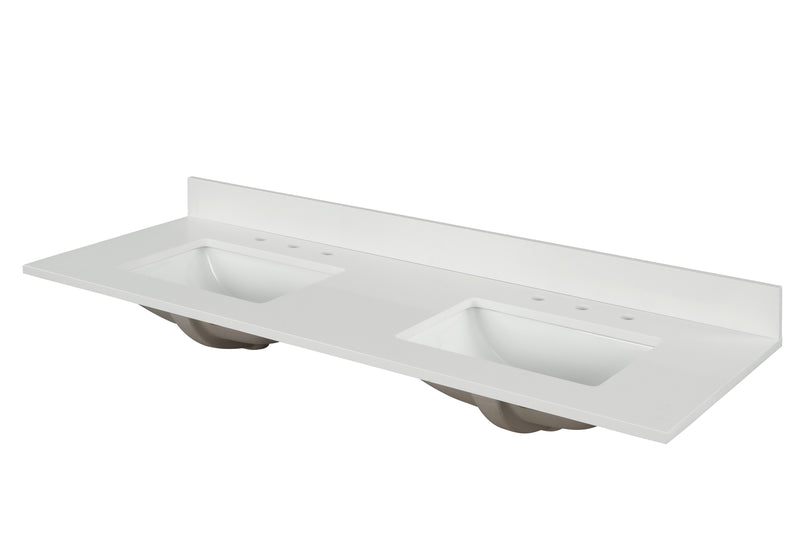 61" Snow White Quartz Vanity Top with Sink