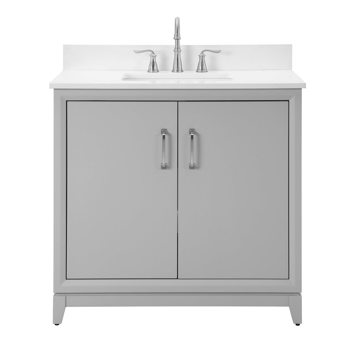 Luton 36" Vanity in Gray with Snow White Quartz Top